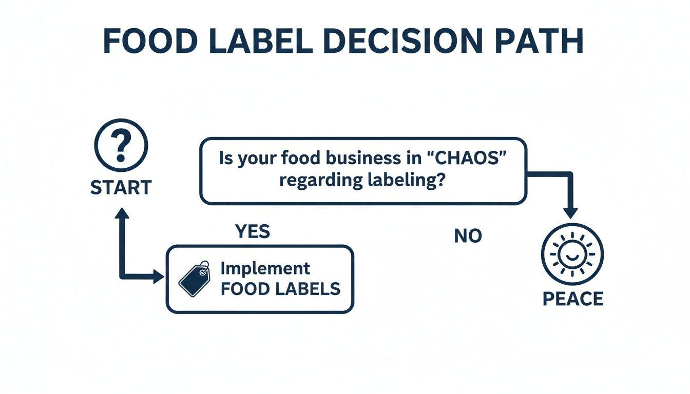 Food label decision path flowchart helps businesses achieve peace by implementing food labels.