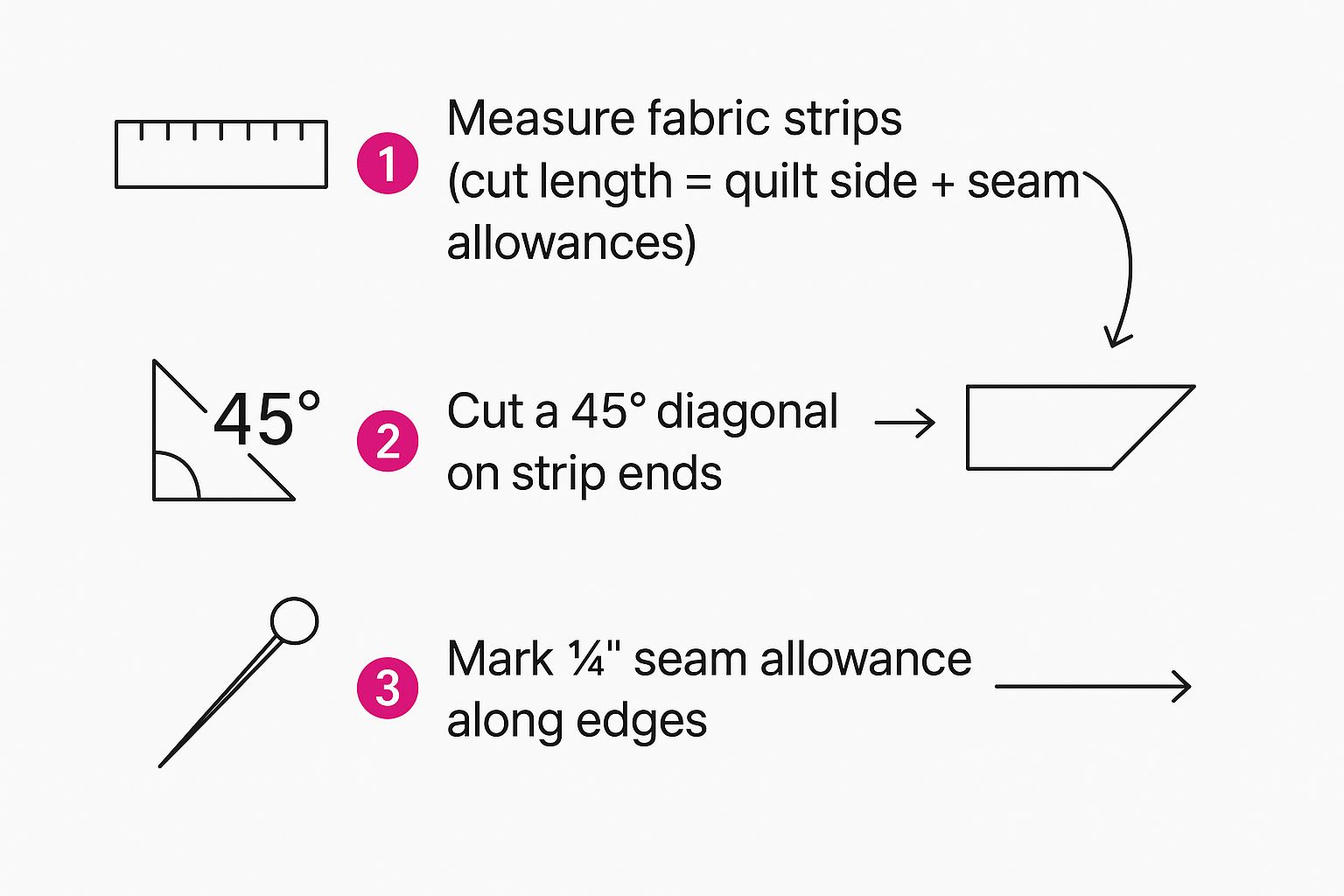Infographic about how to miter quilt corners