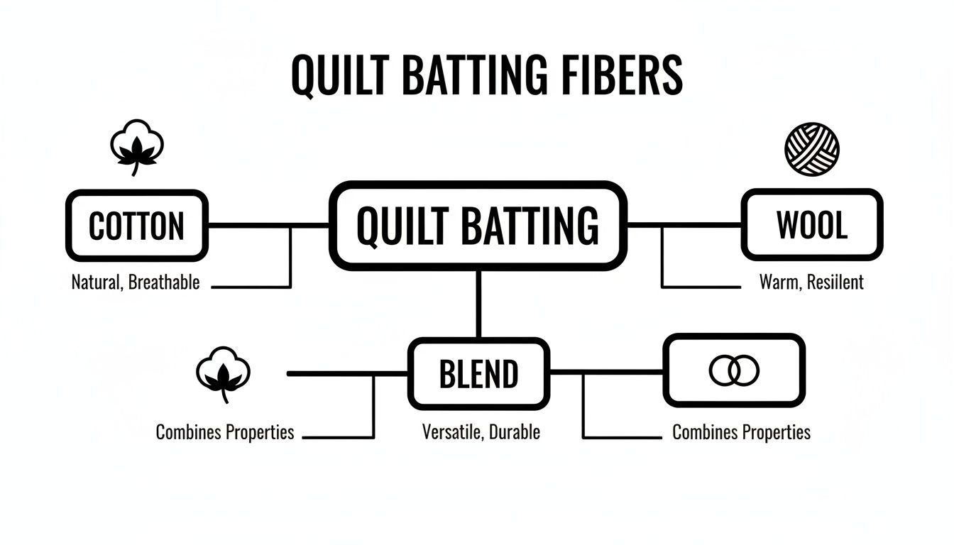 Infographic about types of batting for quilts