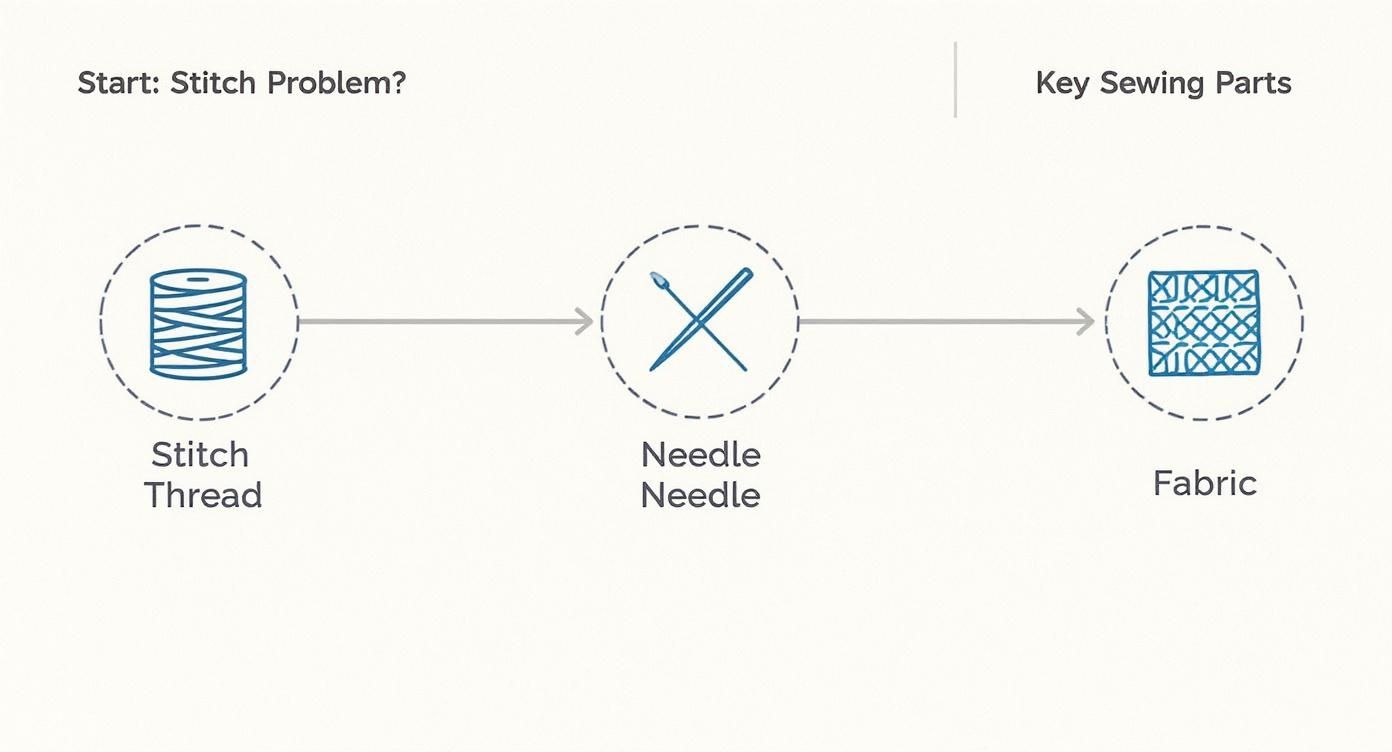 Infographic about sewing machine troubleshooting guide