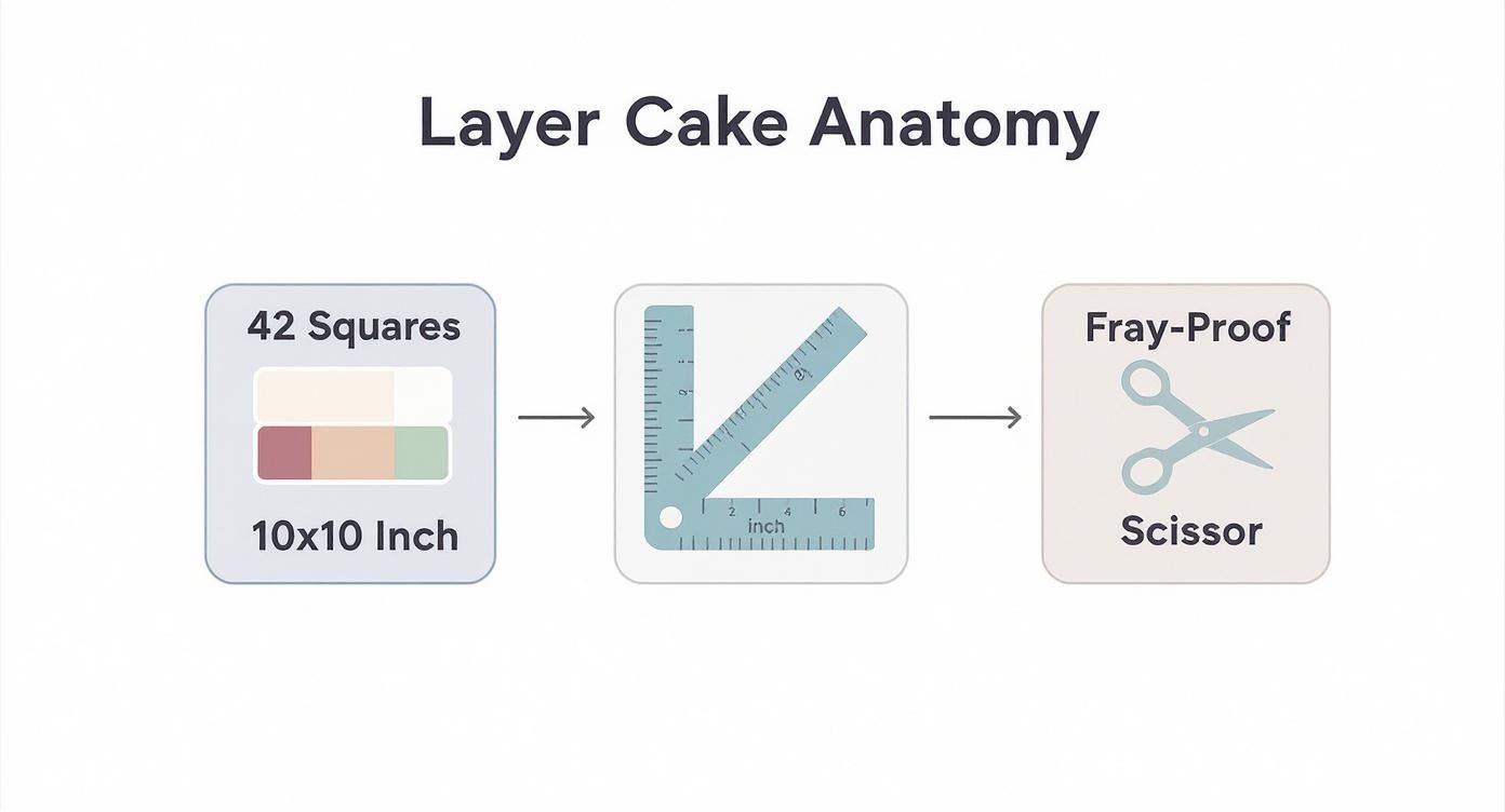 Infographic about what is layer cake in quilting