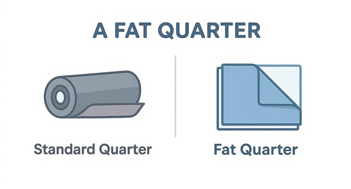 Infographic about what is a fat quarter in quilting