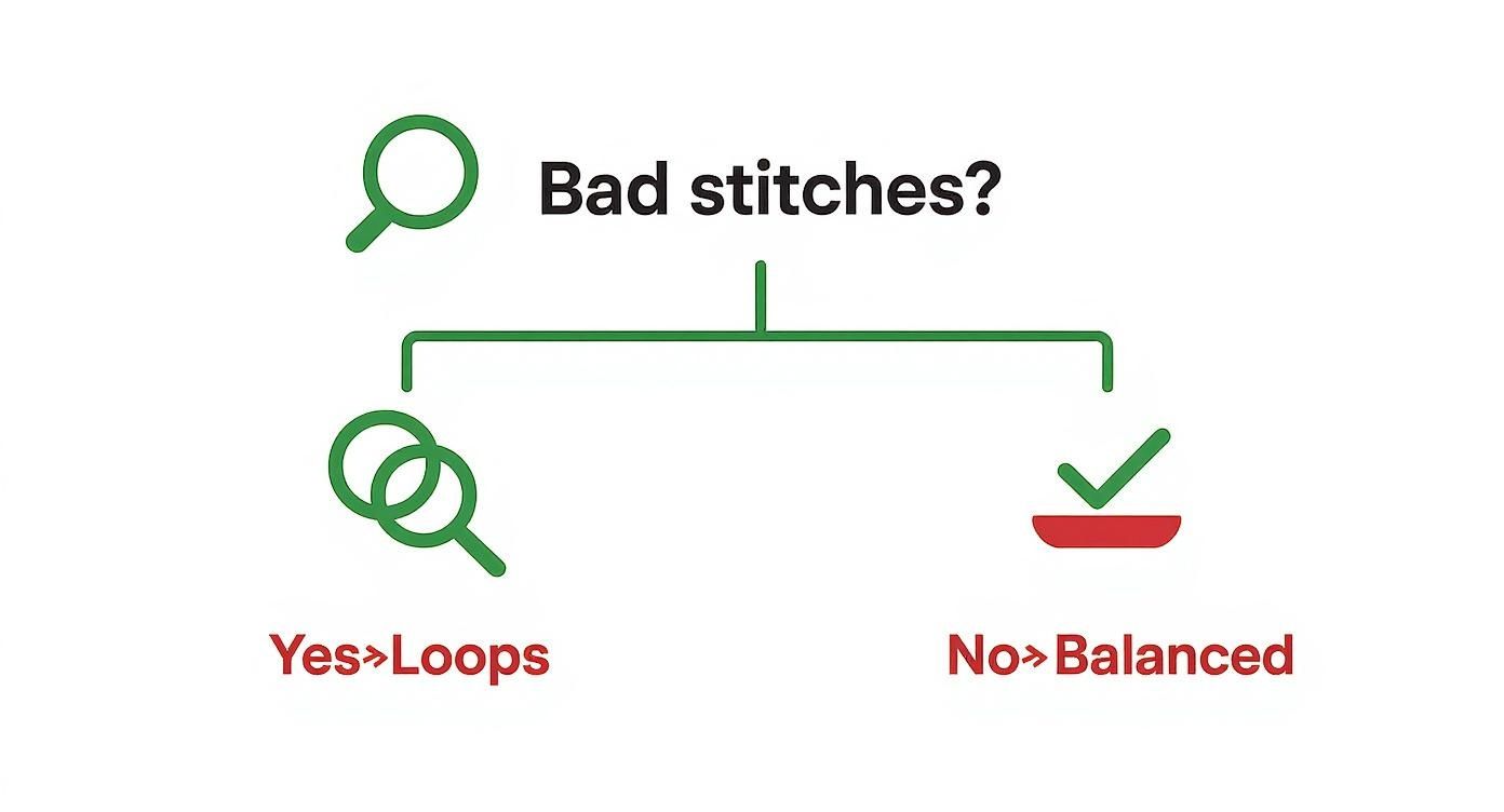 Infographic about how to fix sewing machine tension