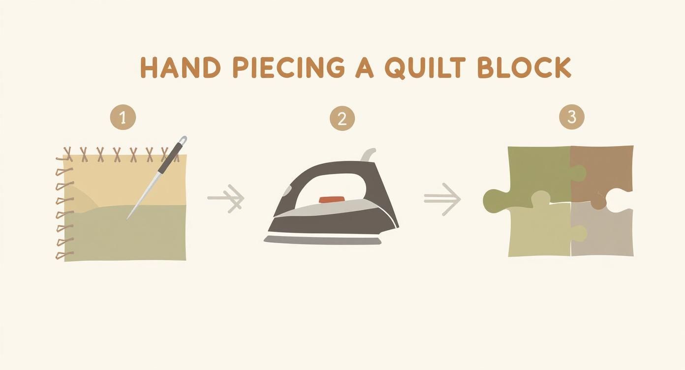 Infographic about how to sew a quilt by hand