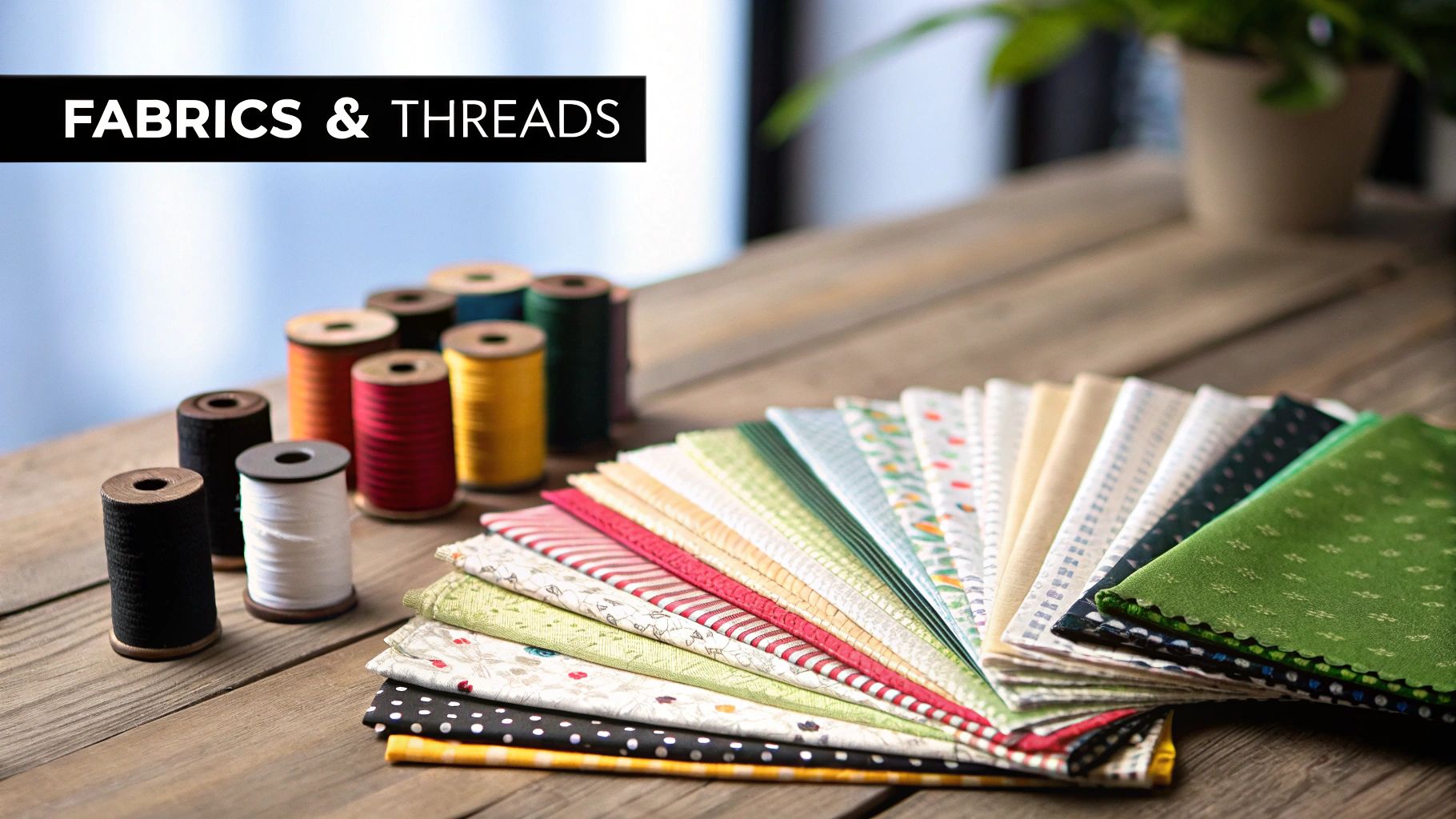 A beautiful assortment of colorful quilting fabrics.