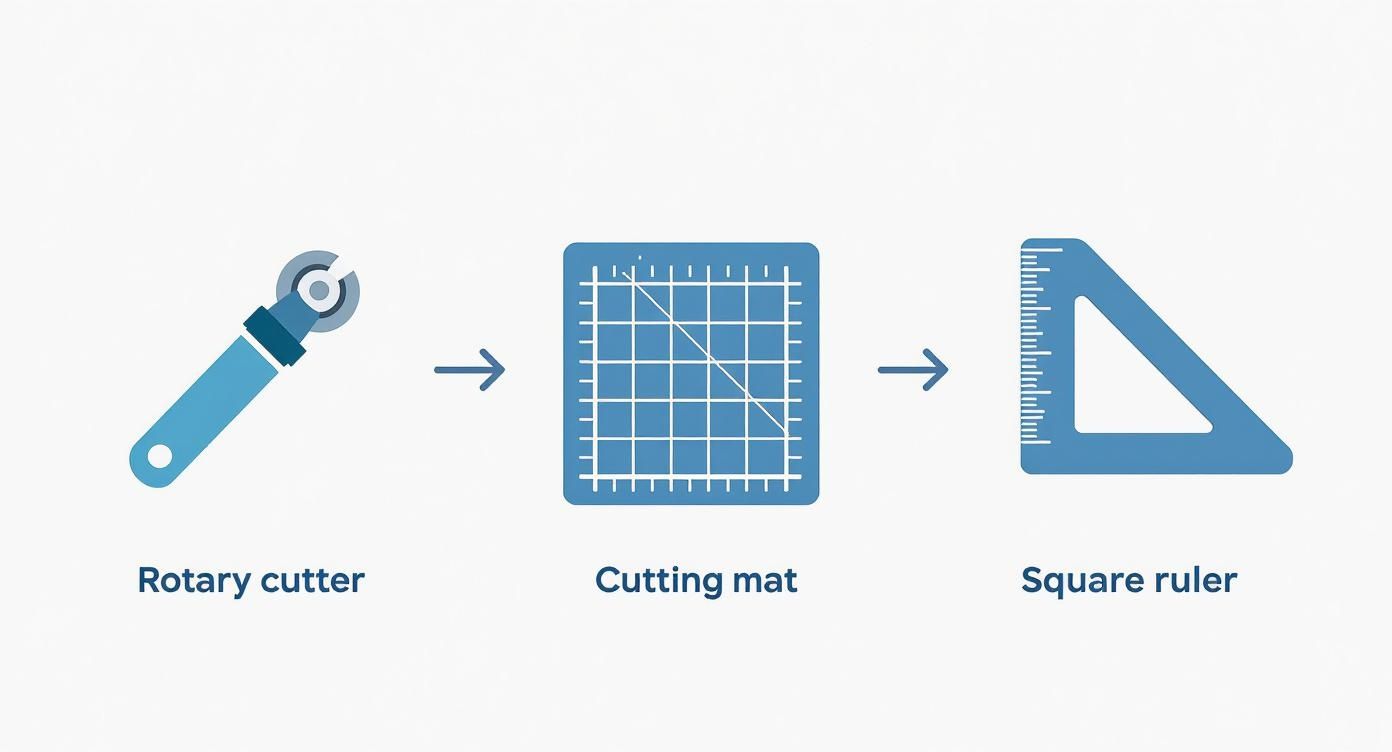 Infographic about how to square up quilt blocks