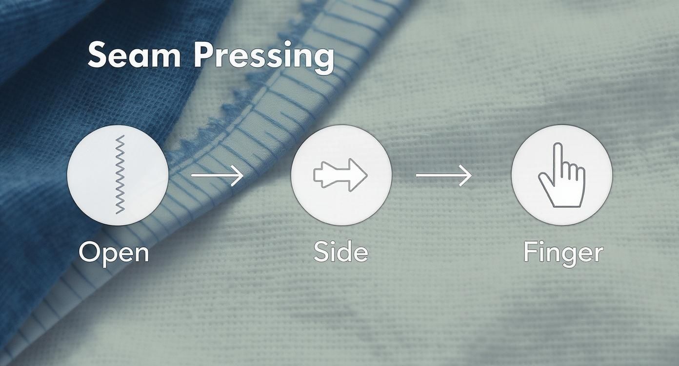 Infographic about how to press seams