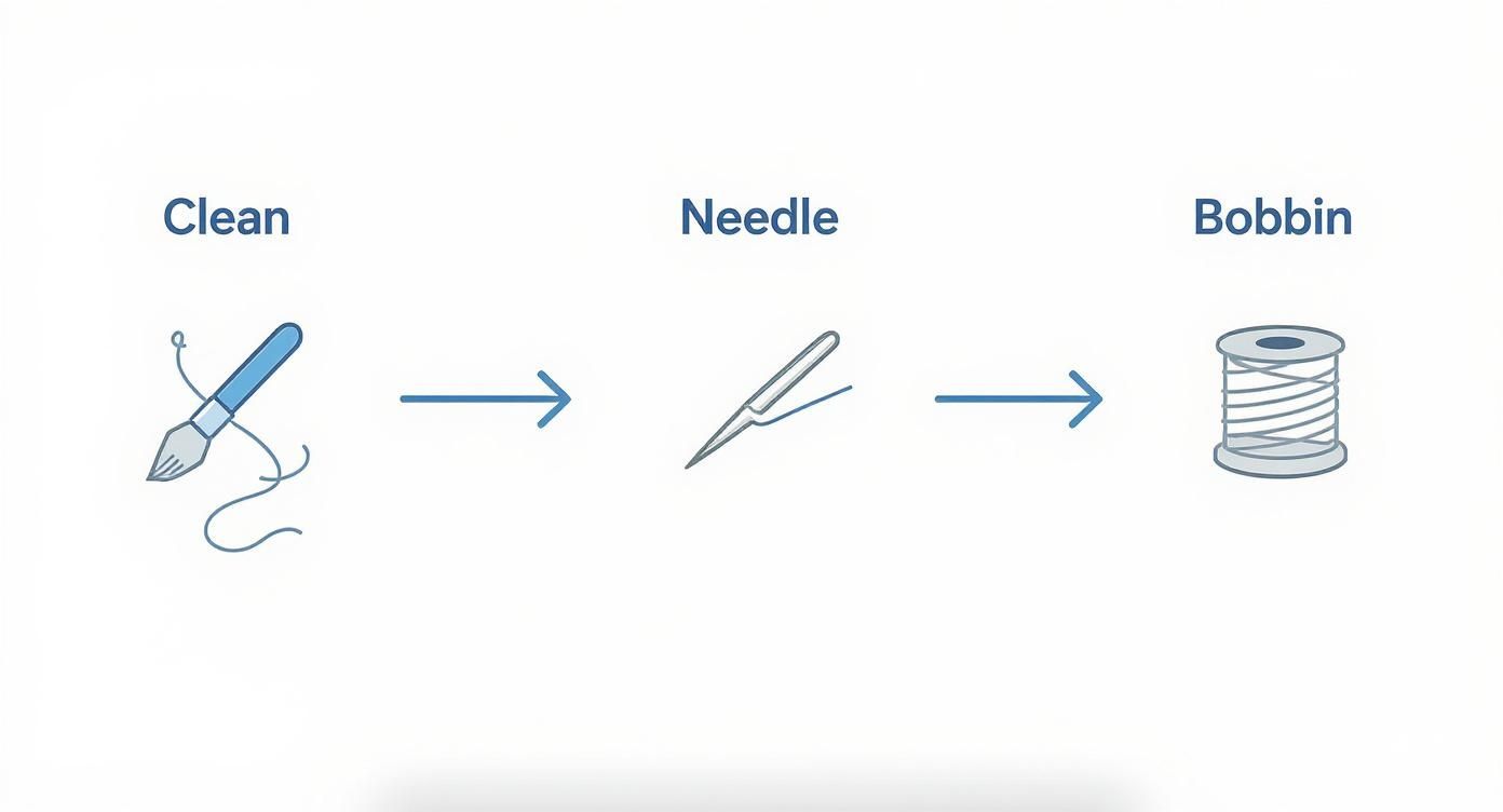 Infographic about how to change bobbin tension