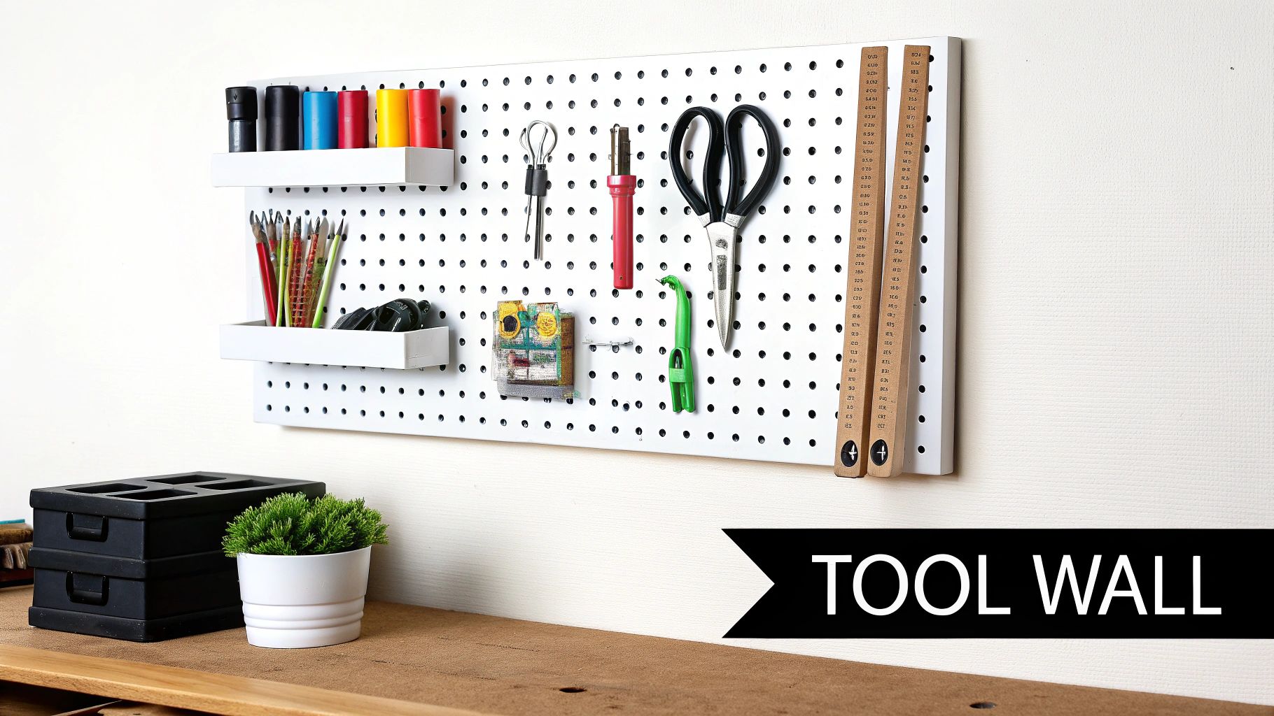 Wall-Mounted Pegboards and Hooks