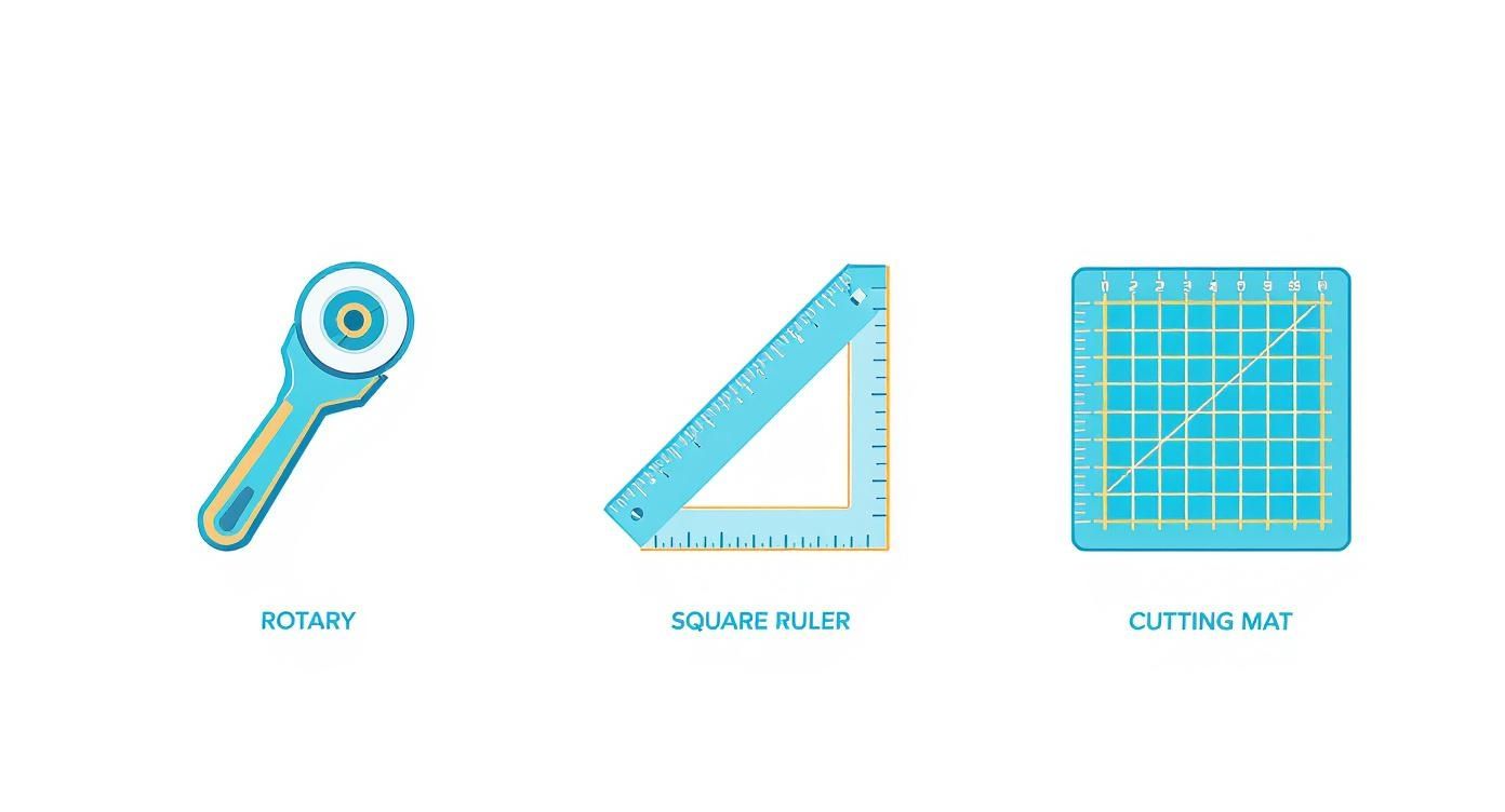 Infographic about how to square up quilt blocks