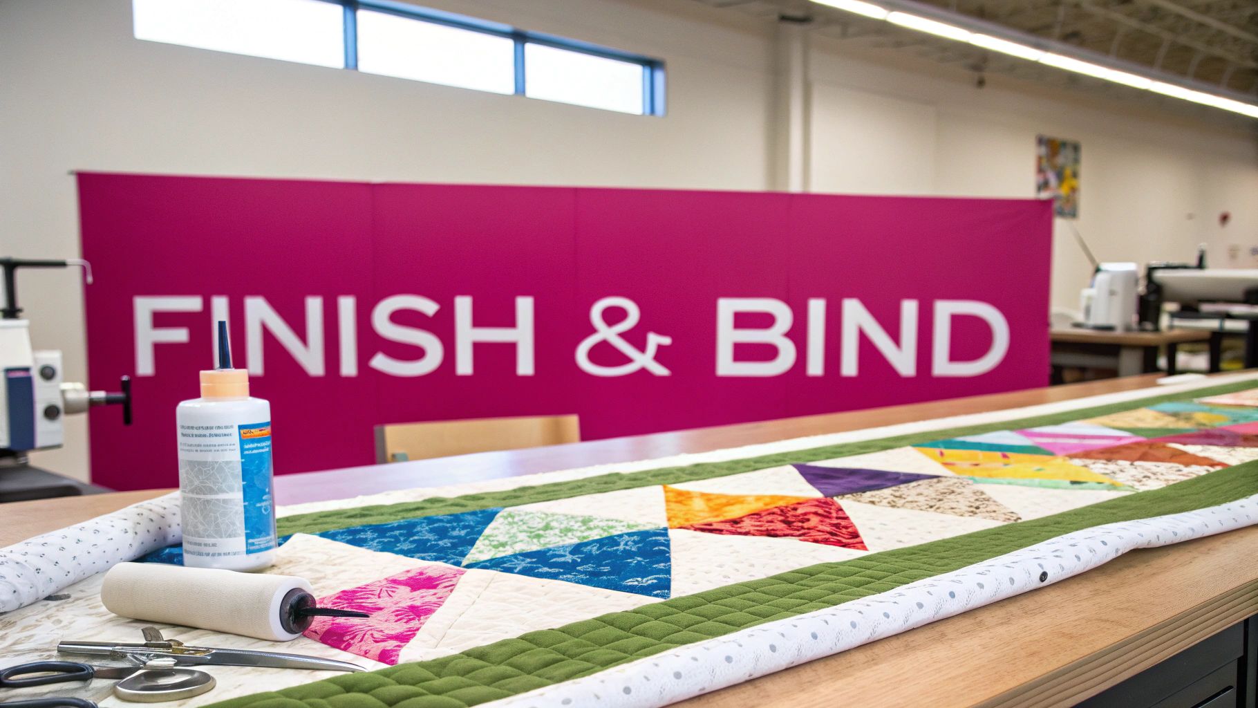 A finished t-shirt quilt with batting and binding, folded neatly.