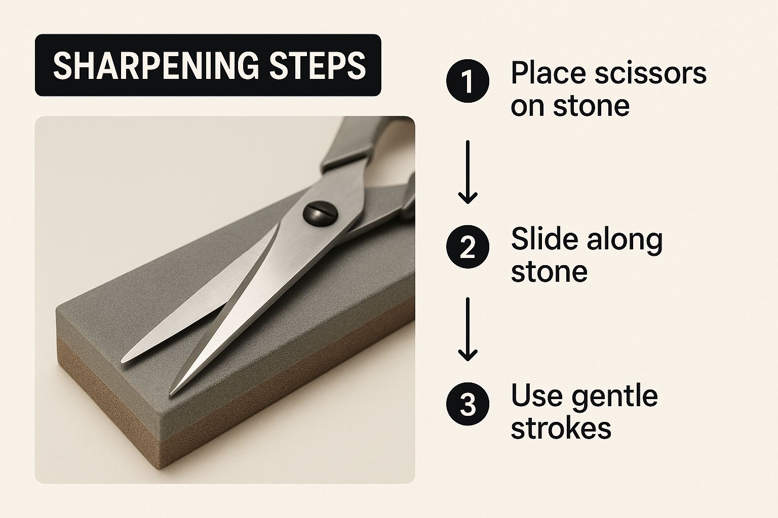 Infographic about how to sharpen sewing scissors