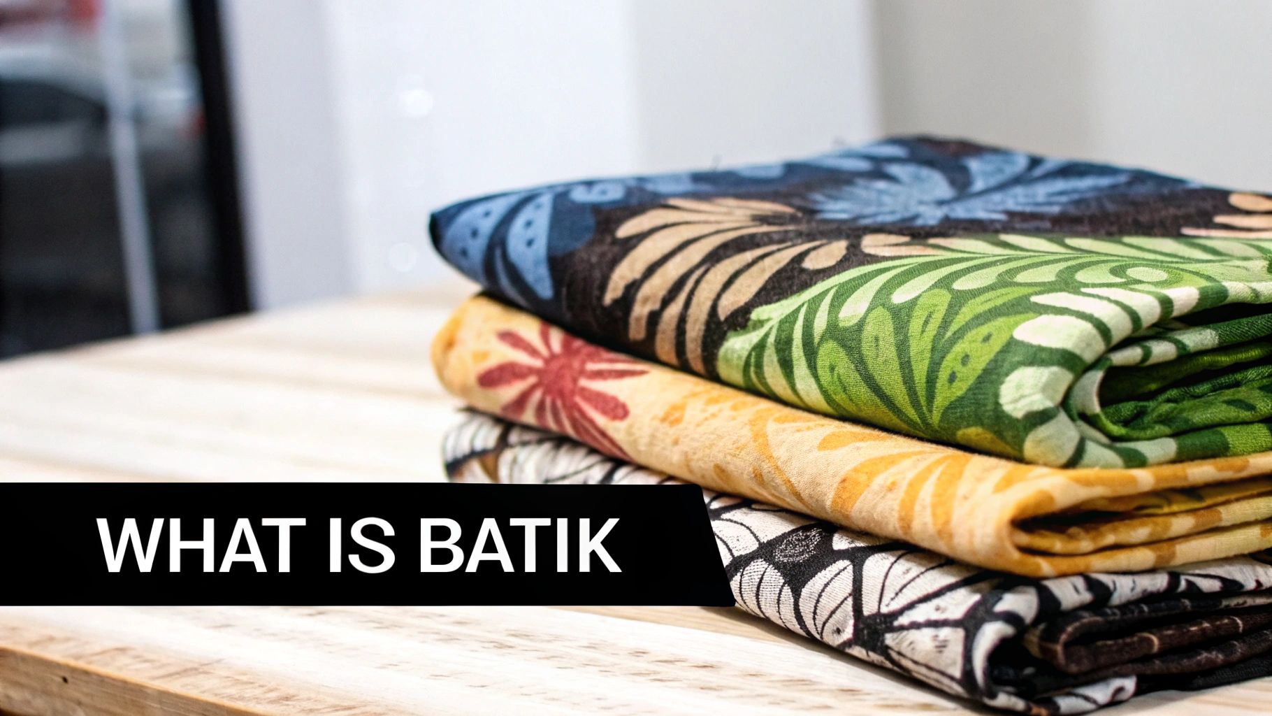An array of colorful batik fabrics with intricate patterns and designs.