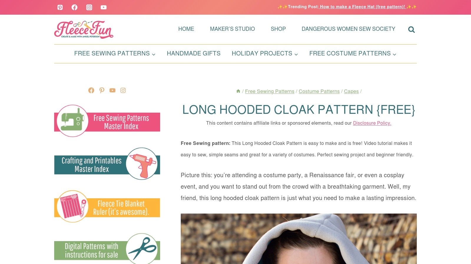 Fleece Fun – Free Cloak/Cape Patterns