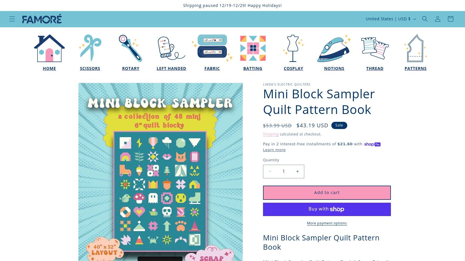 A person holding the Mini Block Sampler Quilt Pattern Book open, showing detailed quilt block instructions and illustrations.