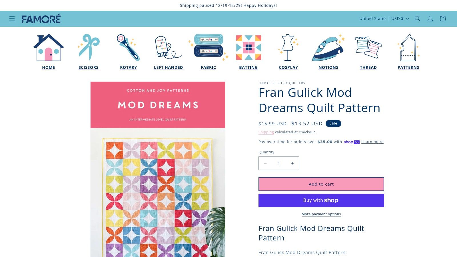 Fran Gulick Mod Dreams Quilt Pattern