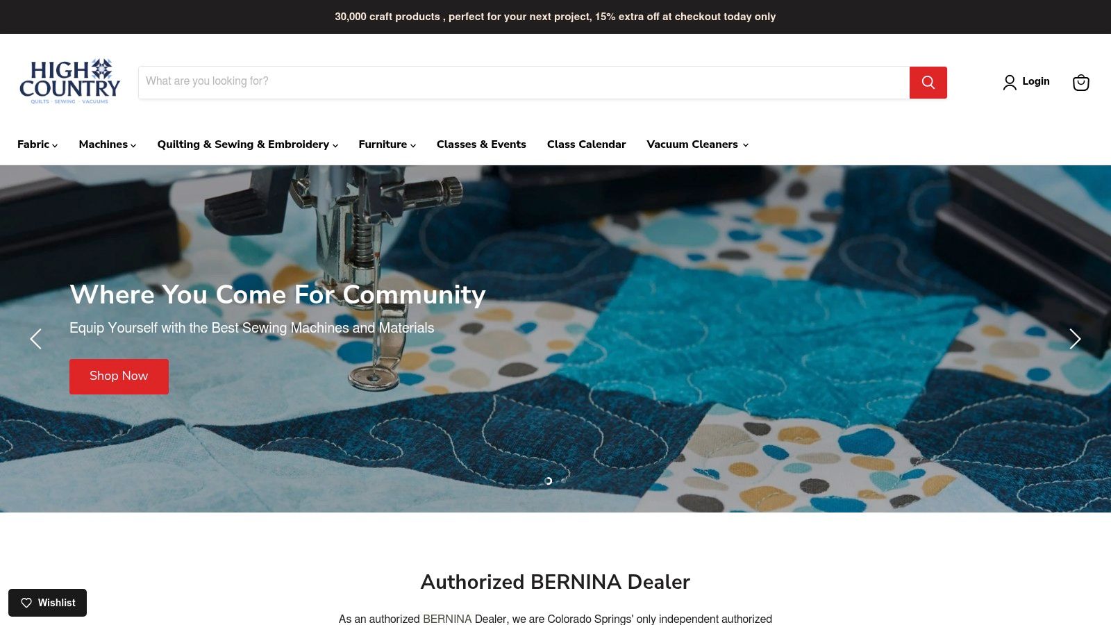 A person using a sewing machine to sew a colorful quilt block, representing the hands-on sewing classes available.
