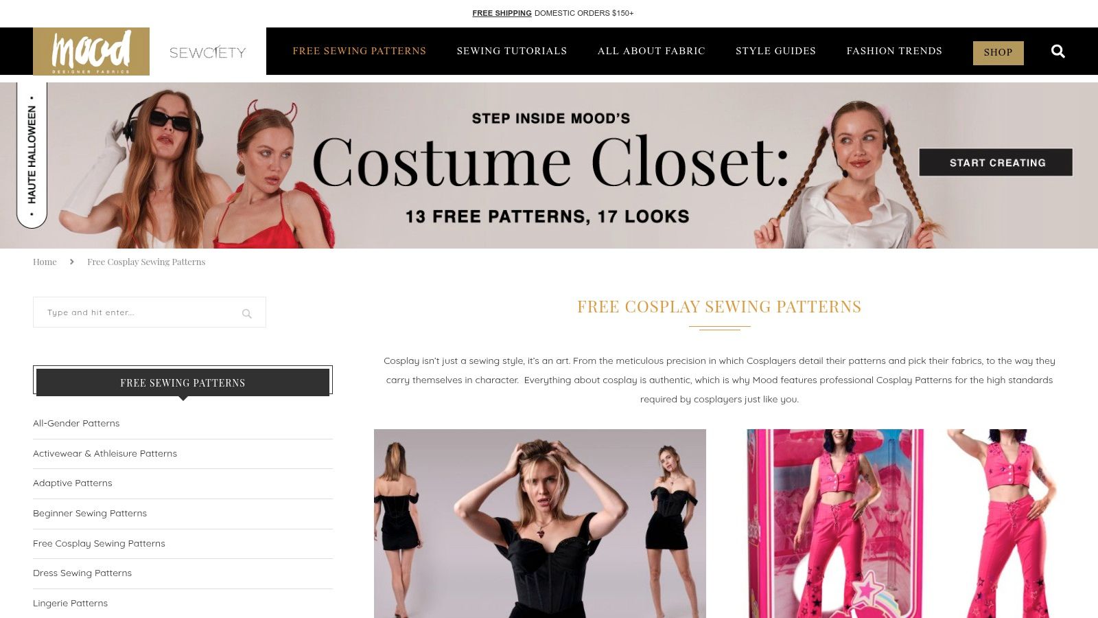 Mood Sewciety – Free Cosplay Sewing Patterns (Mood Fabrics)