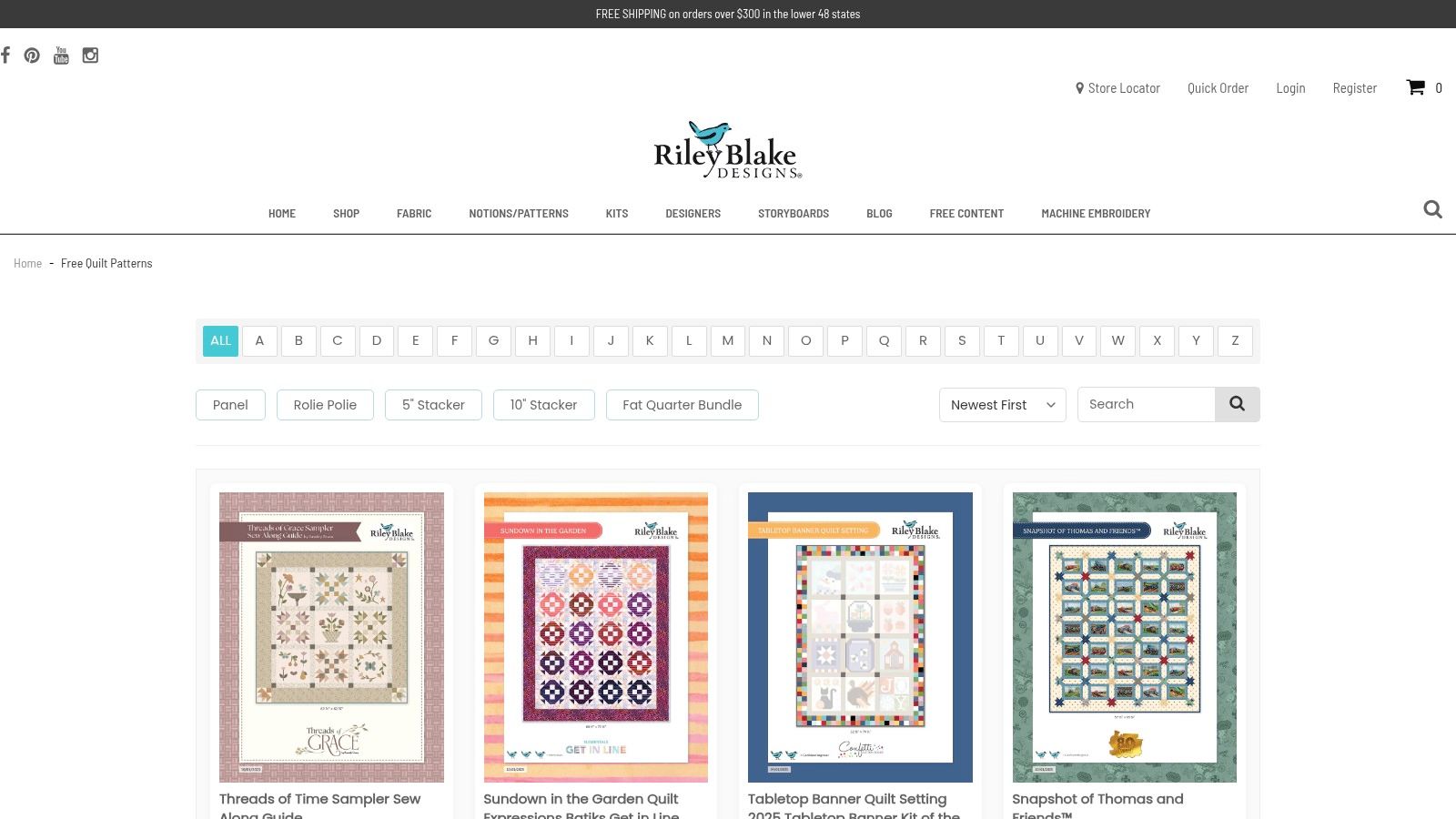 A collage of colorful strip quilts from Riley Blake Designs