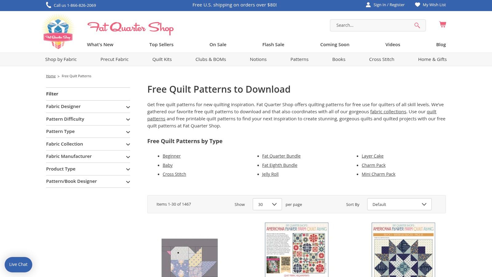 Fat Quarter Shop – Free Quilt Patterns