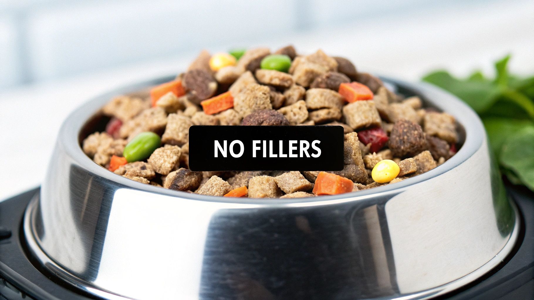 A person reading a dog food label