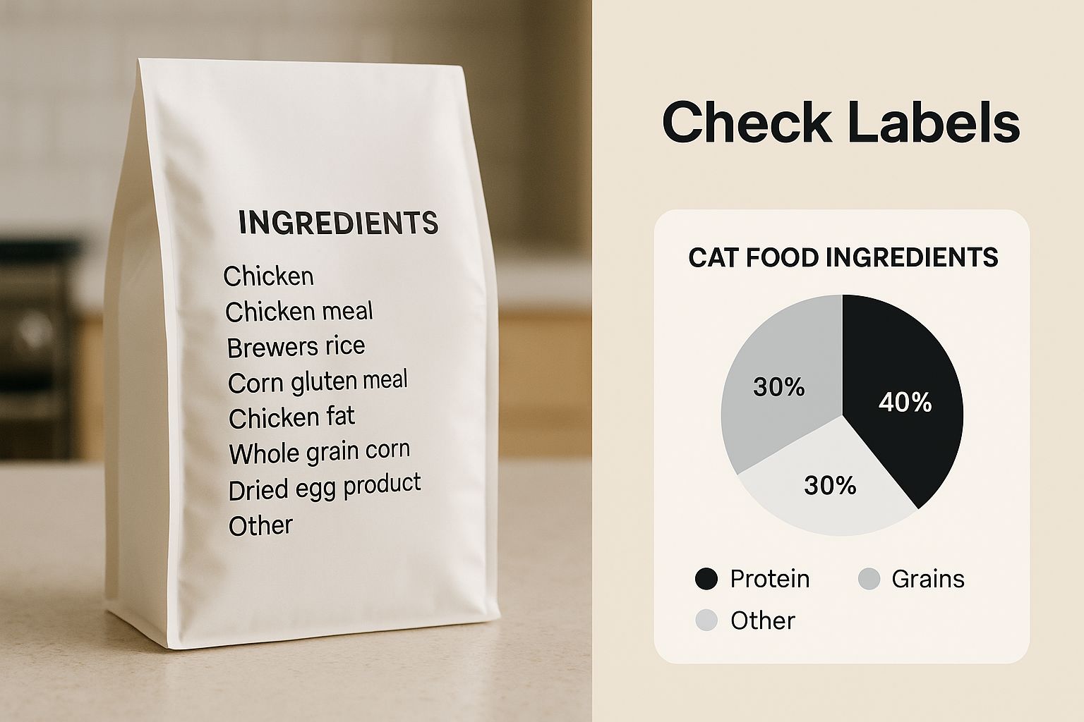 Infographic about what to look for in cat food