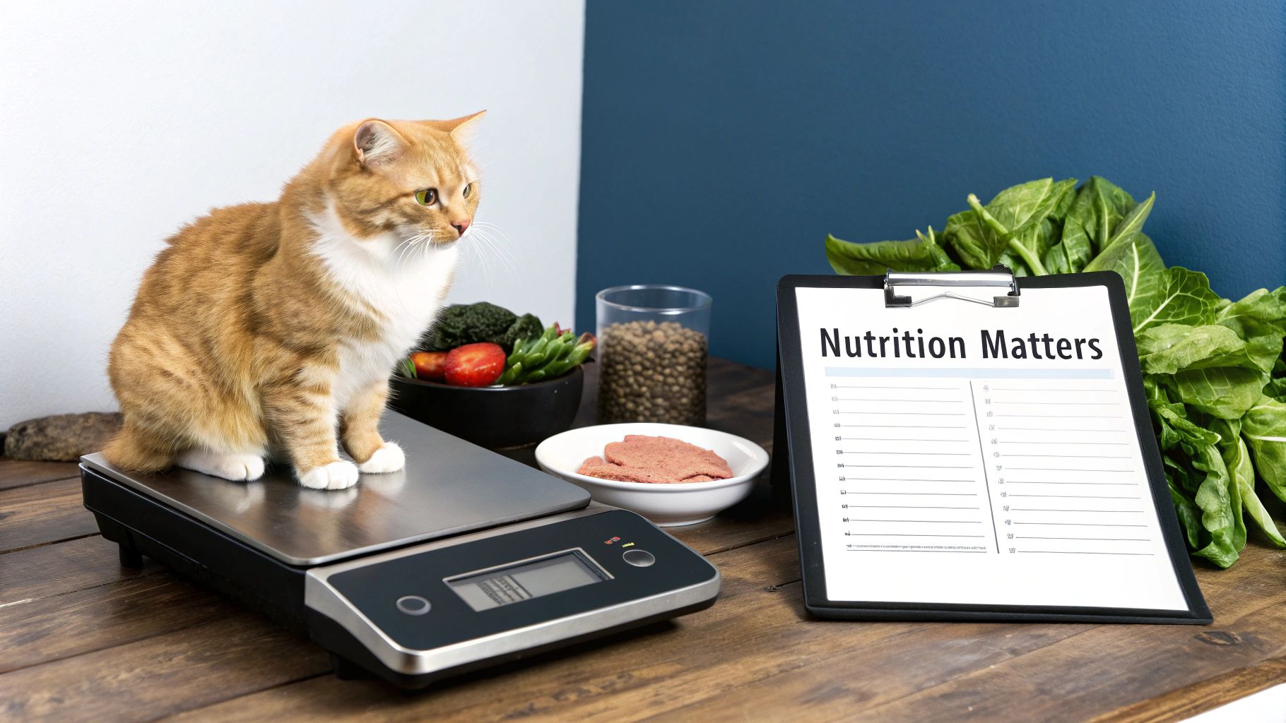 A close-up of a bowl filled with freshly prepared homemade cat food, featuring chunks of meat and visible supplements, ready for a cat.