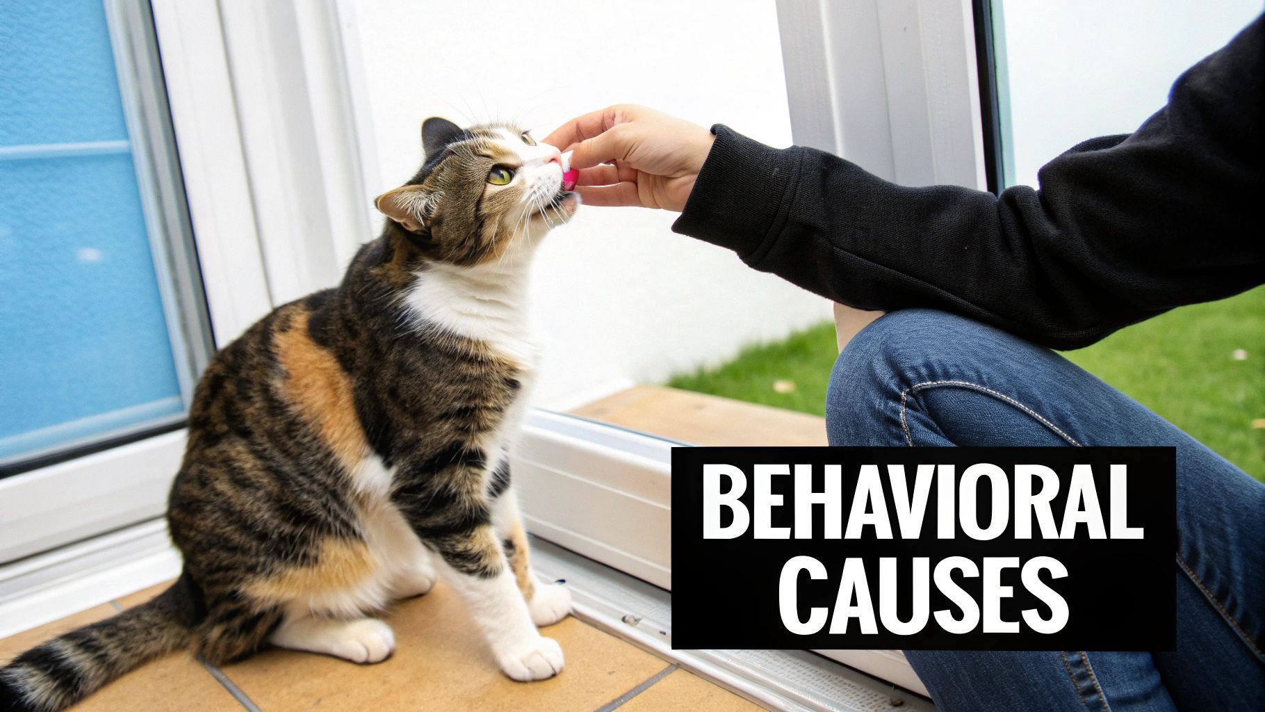 A cat playing with a puzzle feeder toy on the floor