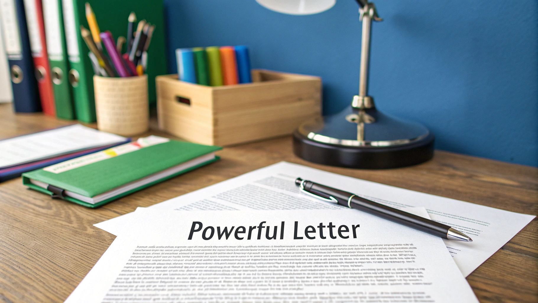 A person writing a formal dispute letter at a desk with documents spread out