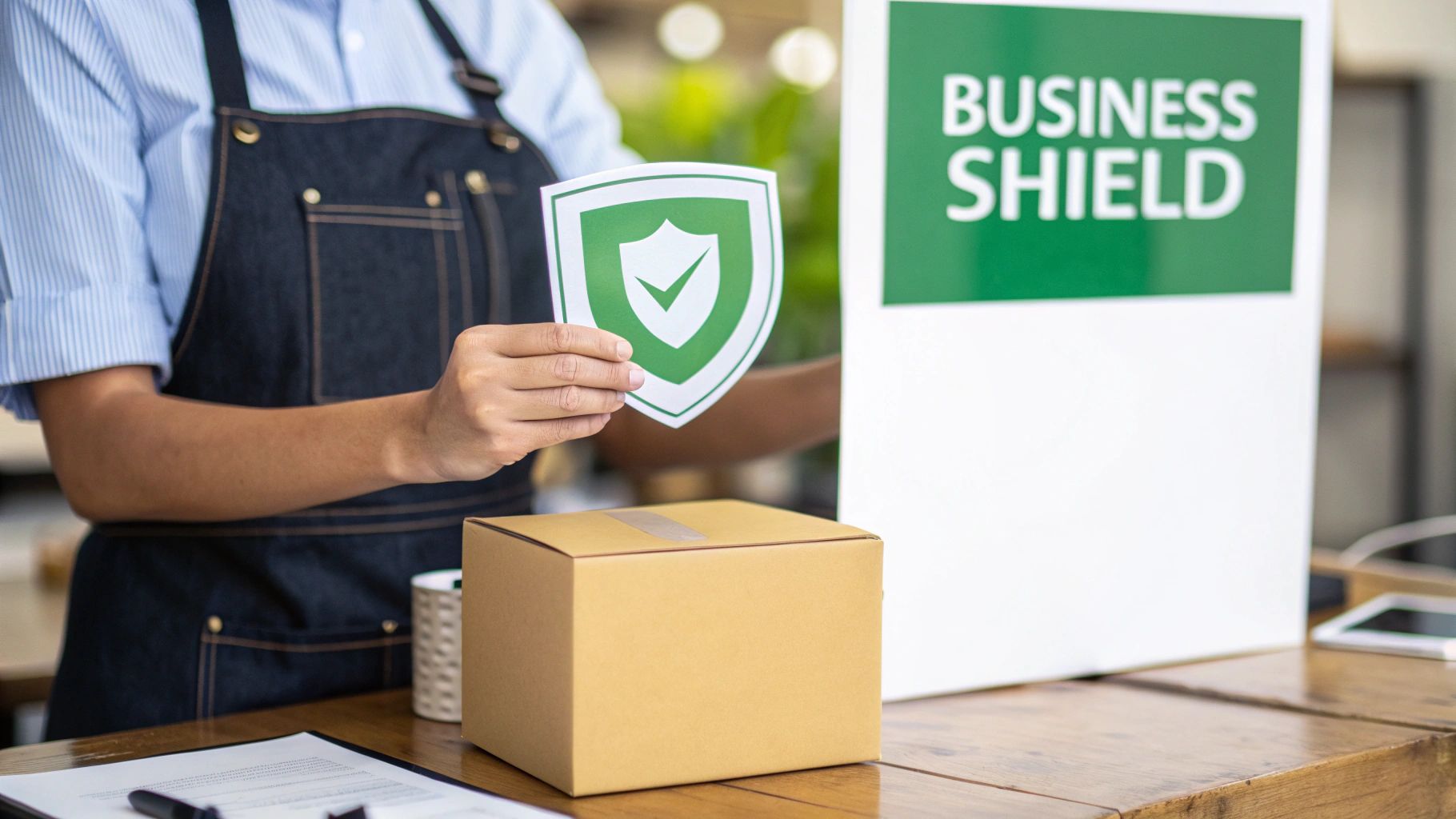 A person holding a small plant, symbolizing a growing business protected by insurance
