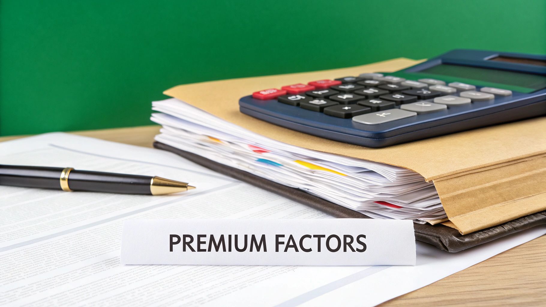 A chart showing various factors that affect homeowners insurance rates, including location, claims history, home features, and personal factors like credit score.