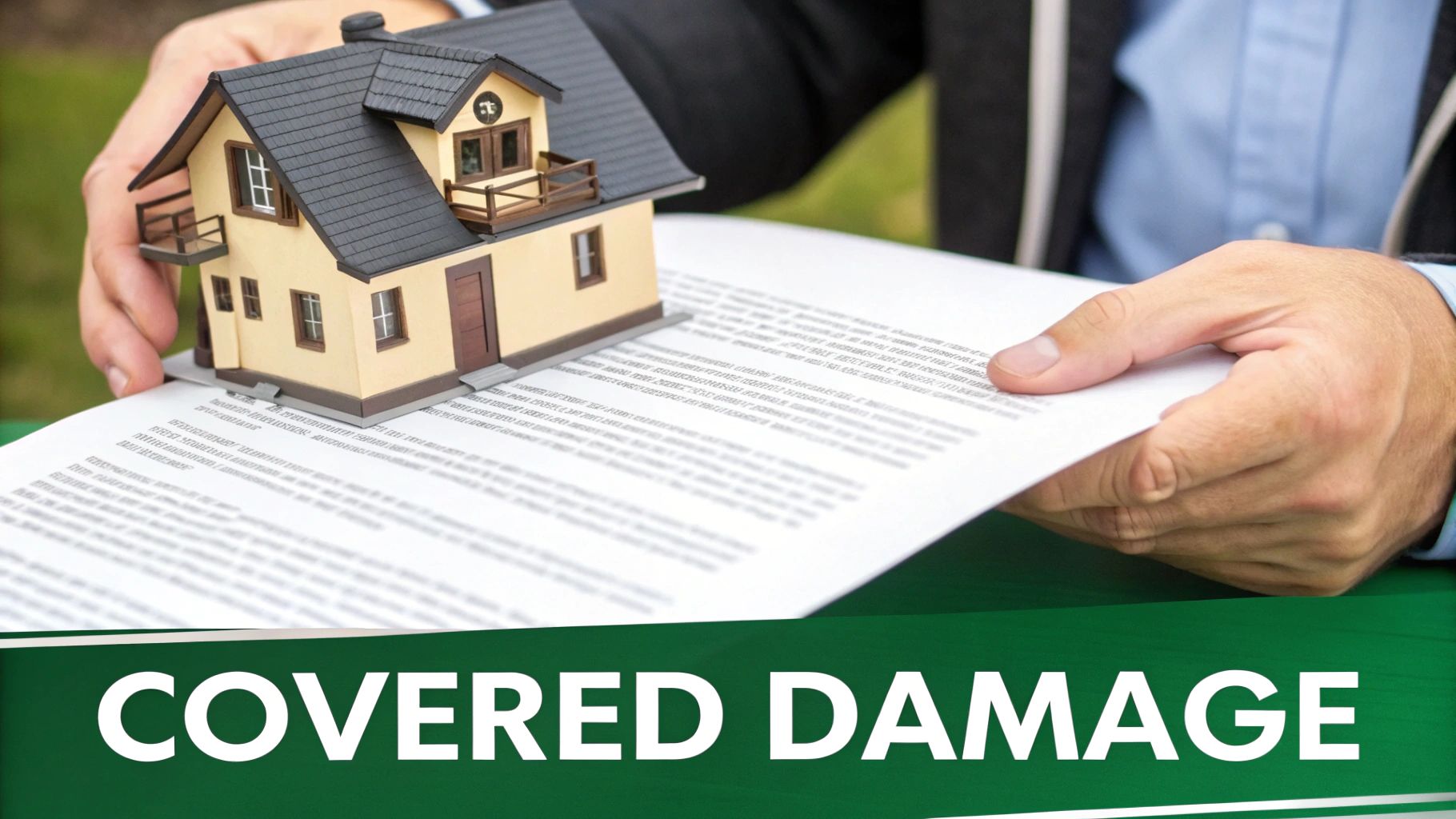 An insurance underwriter reviewing a policy document at their desk.