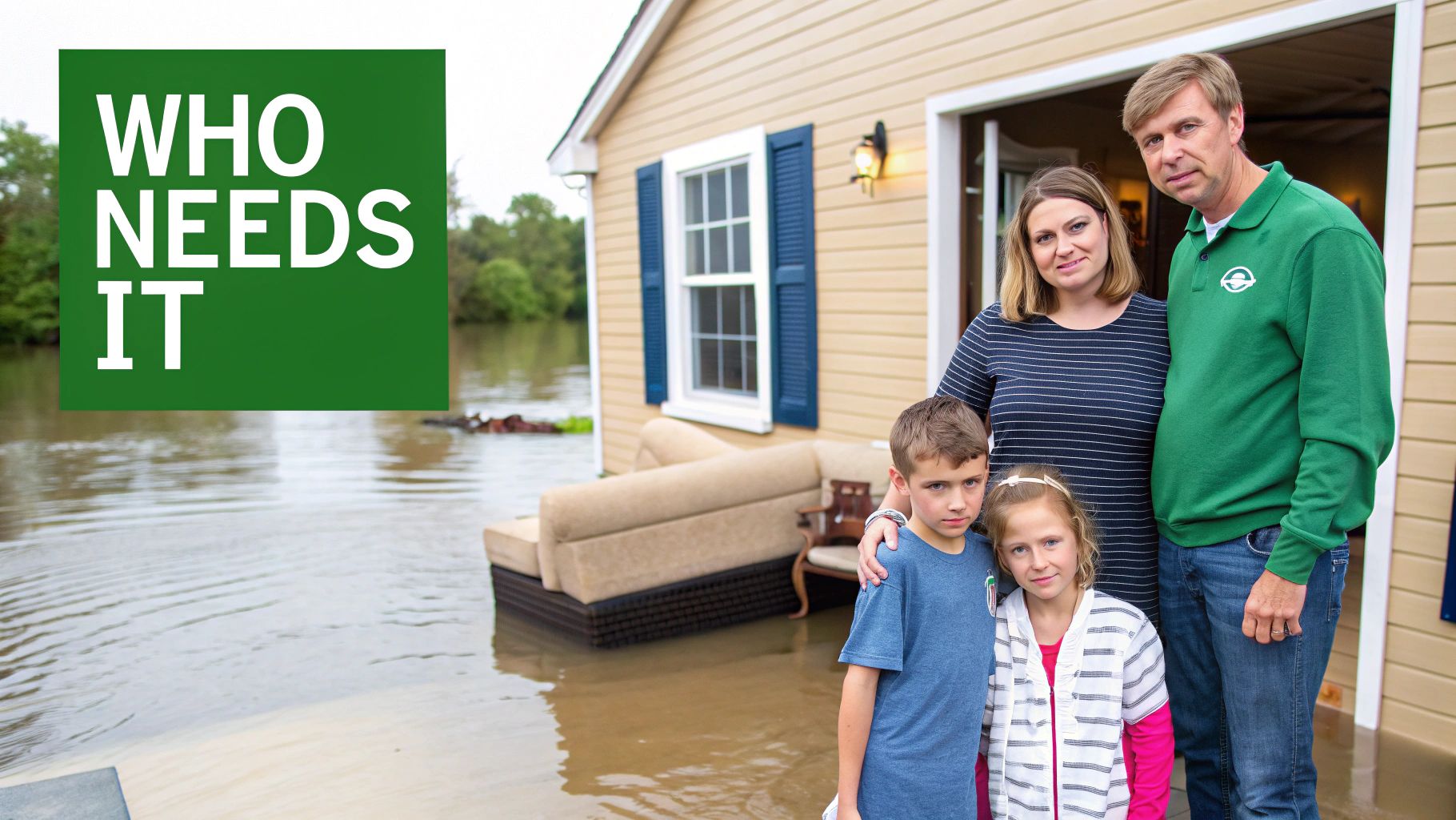 An upward-trending stock chart is overlaid on an image of a well-maintained home, symbolizing financial growth and property protection.