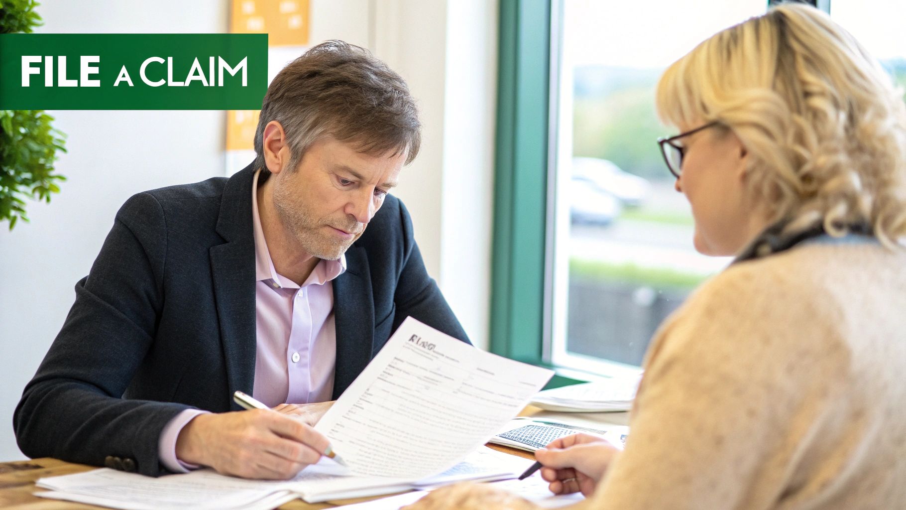 A person asking questions during a business insurance consultation