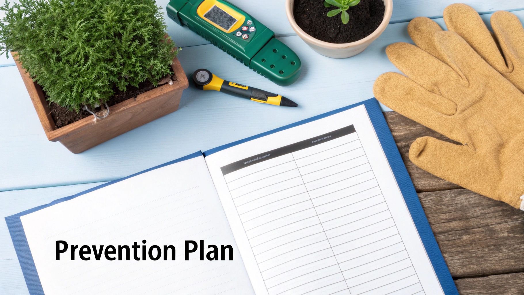 A homeowner inspects the foundation of their house for signs of pests.