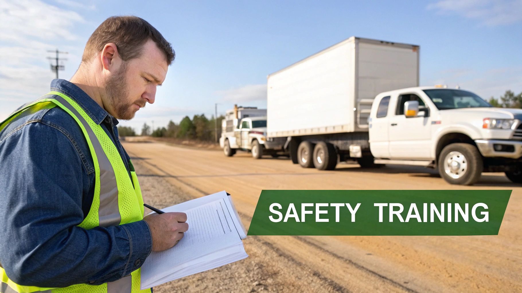 A driver participating in a hands-on safety training exercise, demonstrating proper technique in a controlled environment.