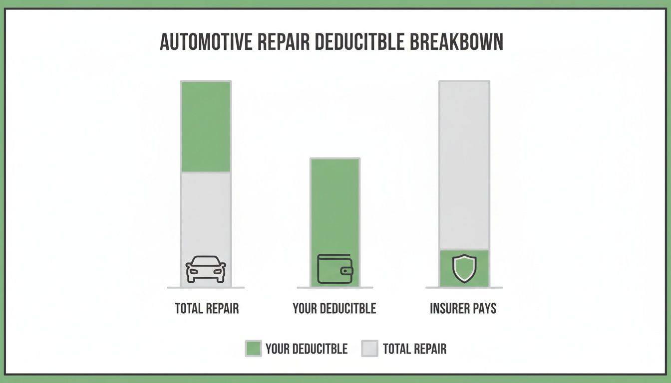 Bar chart illustrating automotive repair cost breakdown between your deductible and the insurer's payment.