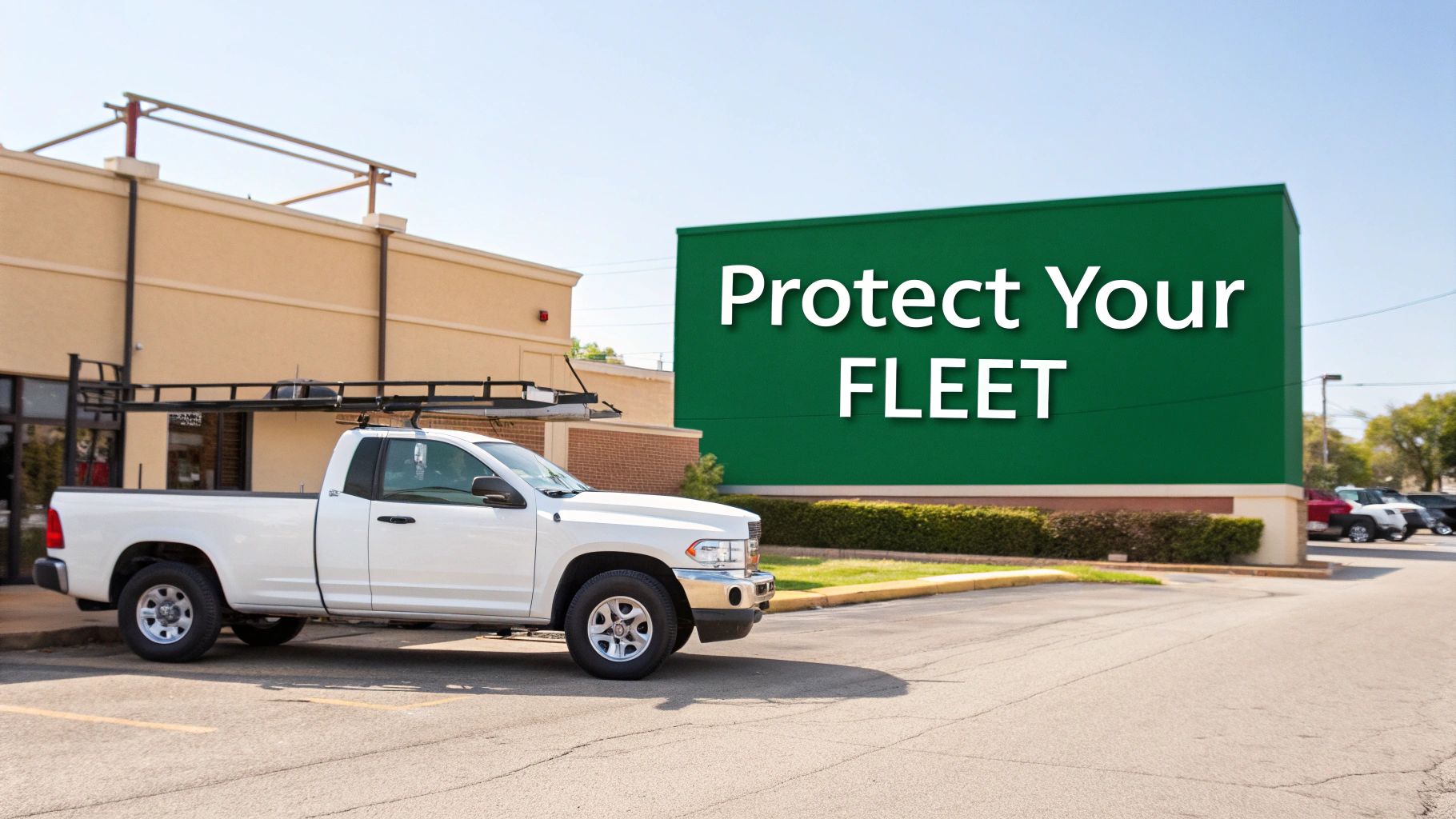 A fleet of white commercial vans parked in a row, representing business vehicles that require insurance.