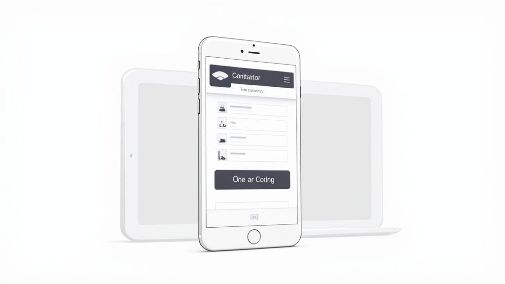 A smartphone screen showing a contractor's mobile-optimized website with easy-to-use features.