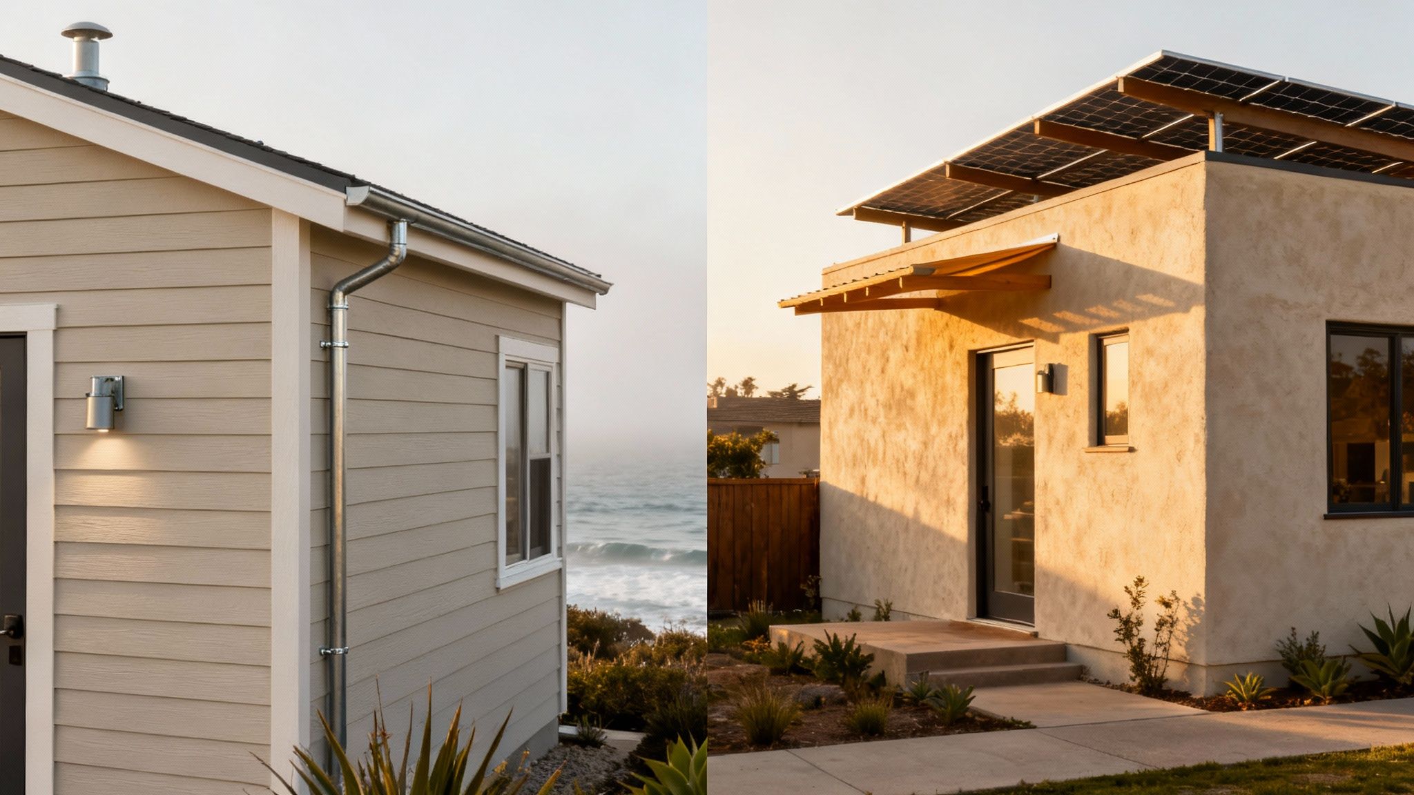 An ADU built in a classic craftsman cottage style, fitting perfectly into a coastal neighborhood.