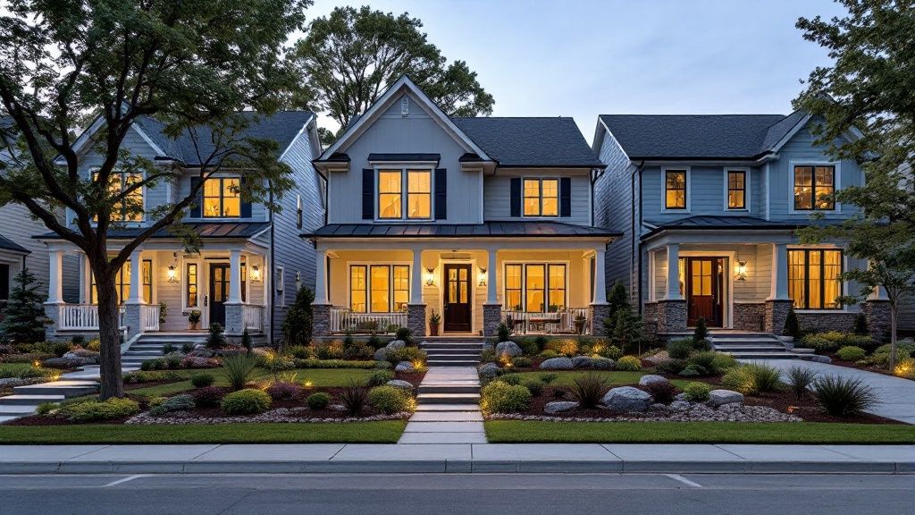 A clipboard with a checklist in front of a beautifully landscaped Lehigh Valley home.