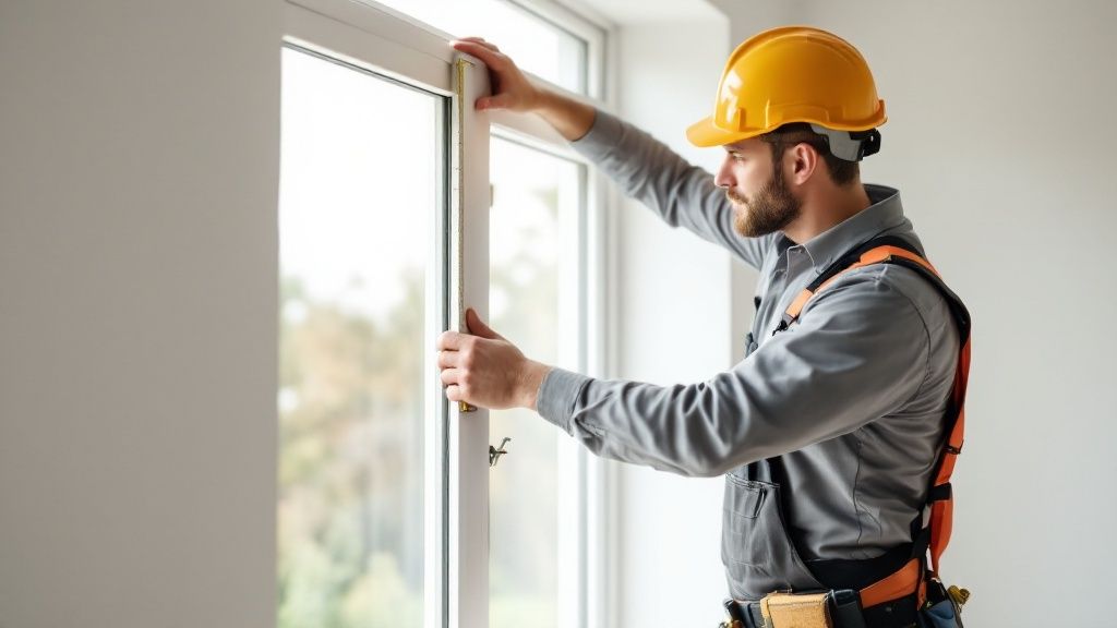 A close-up of a modern, energy-efficient window showing its multi-pane construction and quality frame.
