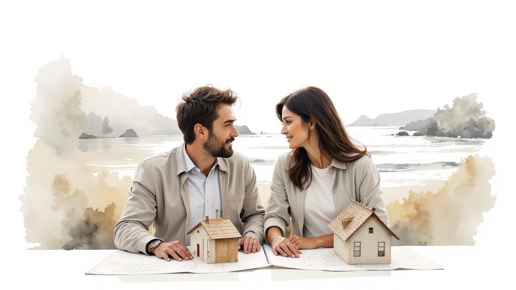 A modern, luxurious kitchen featuring a large stone island, showcasing a high-end residential remodel.