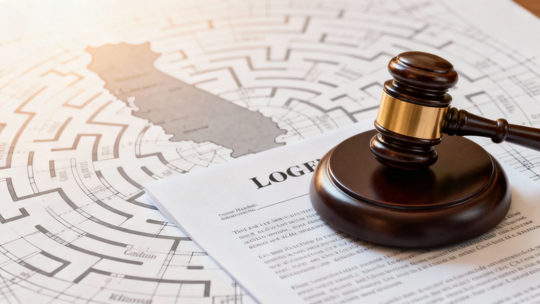 A gavel and law book on a wooden desk, symbolizing legal complexities.