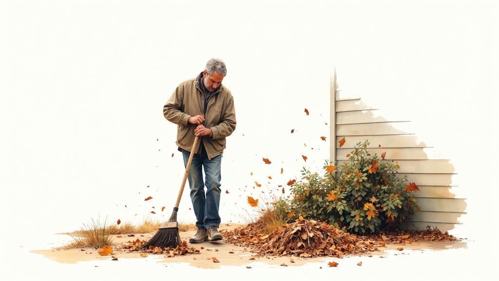 A well-maintained garden with mulch and trimmed plants ready for the rainy season.