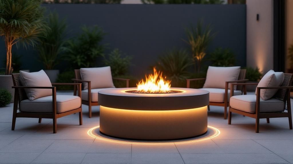 Fire Features with Integrated Lighting