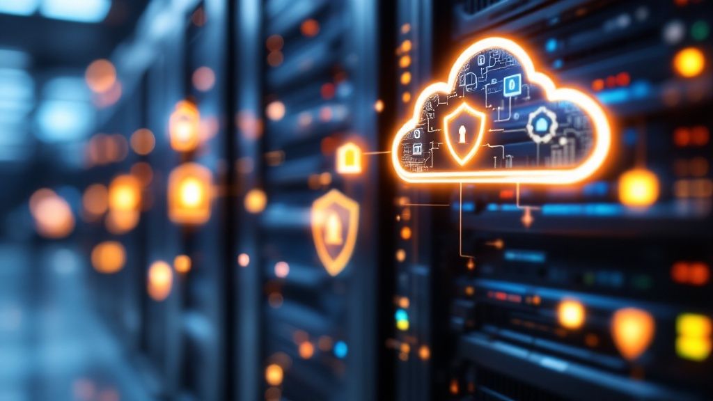 A smiling IT professional helps a woman at her desk.