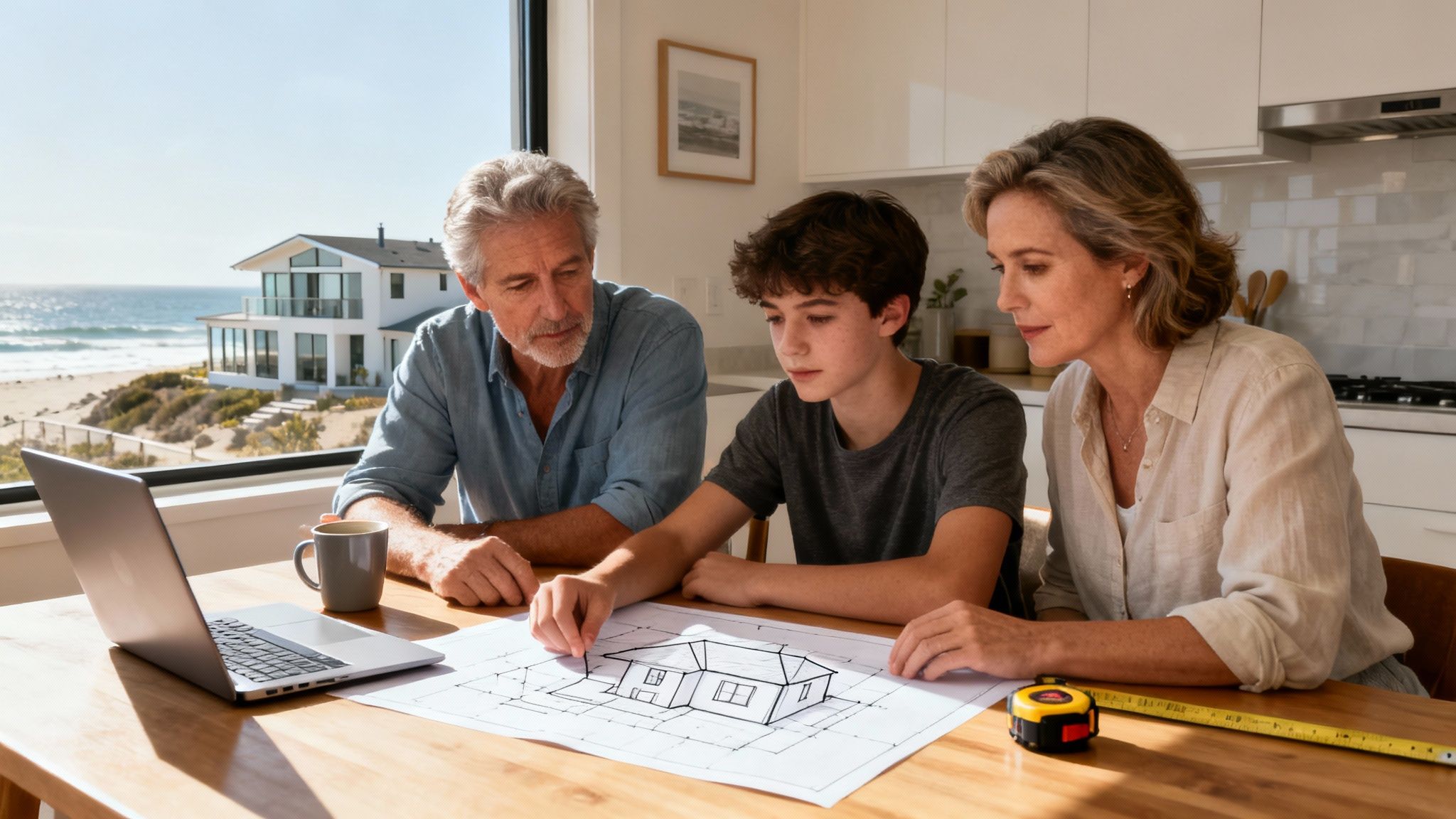 A beautifully integrated home addition with large windows and modern siding, blending seamlessly with the original house.