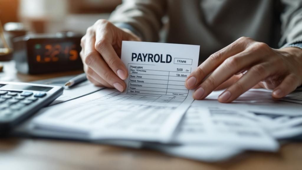 Man and woman reviewing compliance documents at a desk in a modern office.