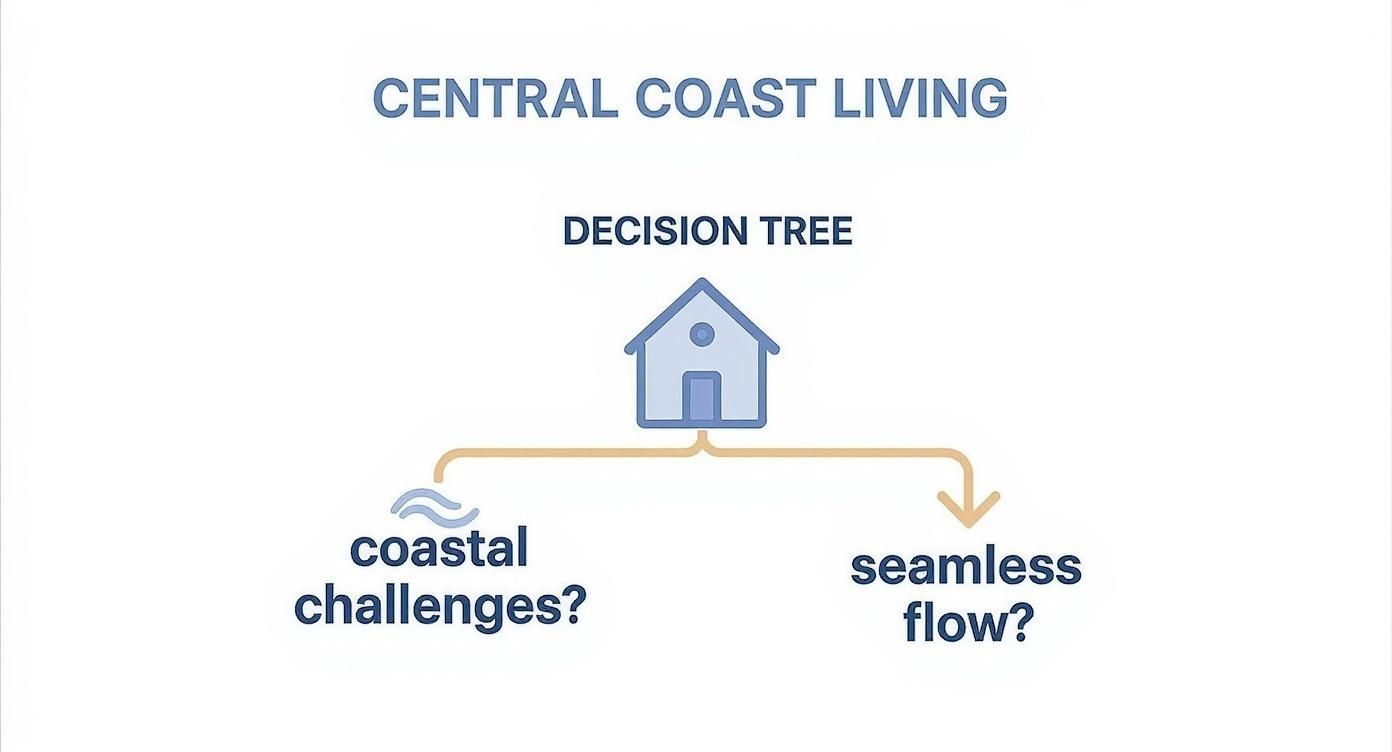 Infographic about indoor-outdoor living, localized: what works (and what doesn’t) on the central coast